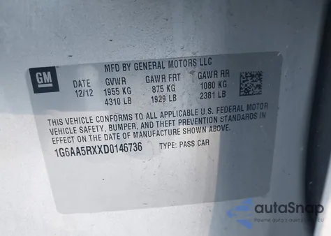 2013 Cadillac Ats Standard из США, поврежденный, VIN 1G6AA5RXXD0146736